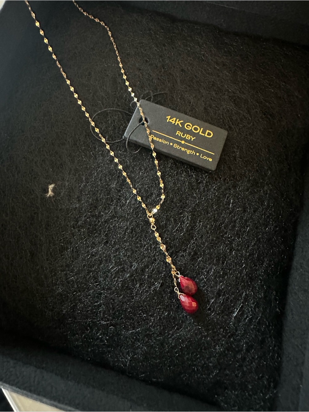 14K Gold Ruby Teardrop Pendant Necklace - Elegant Gold & Red Women’s Jewelry